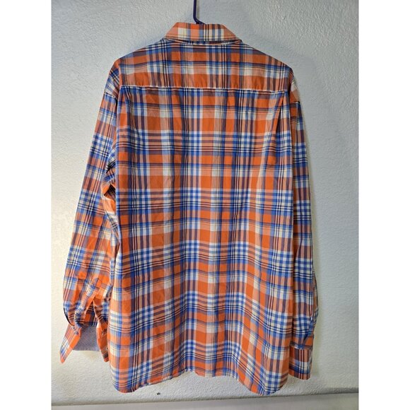 Southern Pines Shirt Mens 2XL Orange Blue Plaid Button Down 100% Cotton Casual - Picture 5 of 10